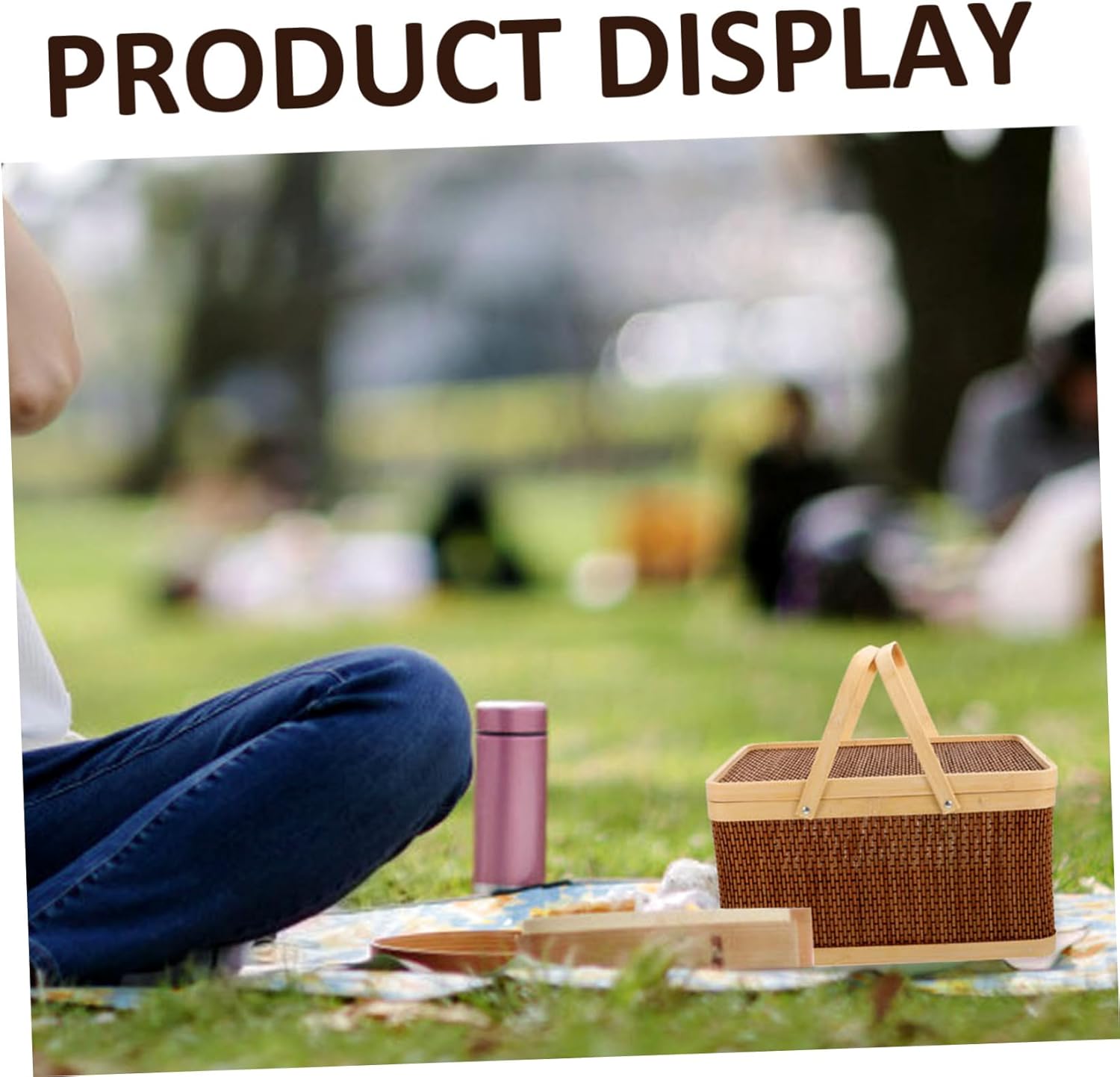 1pc Decorative Handheld Picnic Basket Natural Storage for Snacks and Fruits Rustic Style Outdoor Organizer for Home and Gatherings