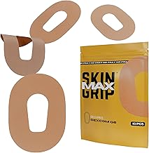 Skin Grip MAX Adhesive Patches Compatible with Dexcom G6 CGM – Pre-Cut, Non-Fraying, Extreme Adhesive Medical Tape – CGM Senor Cover, Waterproof & Sweatproof for 10-14 Days – 10 Pack, Tan