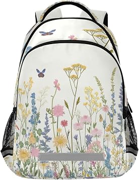 Blueangle Waterproof Backpack with Colorful Herbs and Flowers Design - Lightweight Ergonomic Daypack for Commute, Travel291