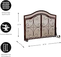 Vista 5 de Protector de chimenea con diseño de espirales, de hierro forjado con malla metálica