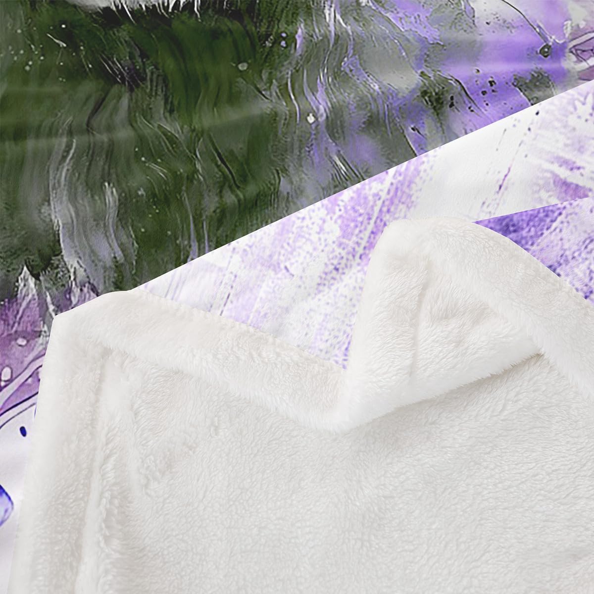 Erosebridal 3D Highland Cow Sherpa Blanket for Boys Girls Farmhouse Animal Blanket, Boho Mandala Throw Blanket for Chair Purple Watercolor Fleece Blanket, Oil Painting Aesthetic Plush Blanket