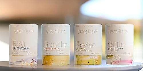 Miniatura 8 de Grace Farms REST Wellness Mezcla de té orgánico (16 sobres de pirámides)  Apoyo para el sueño y el estrés para la noche  Té de vainilla de