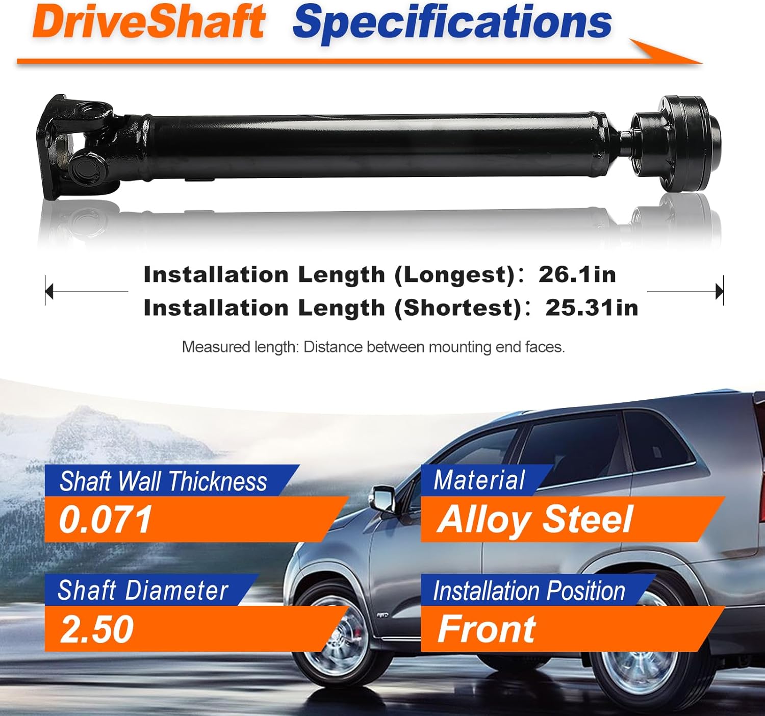 936-200 Front Drive Shaft Prop Shaft Driveshaft Assembly Fit for KIA Sorento 2003-2006 4WD, Replace OE 491003E050