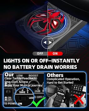 1600W Slim Under seat Car Subwoofer and Amp Package, Powered Subwoofer with Built-in Class D Amplifier, Cast Aluminum Body, LED Ambient Light Switch, Deep Bass Subwoofer for Car, Truck, SUV