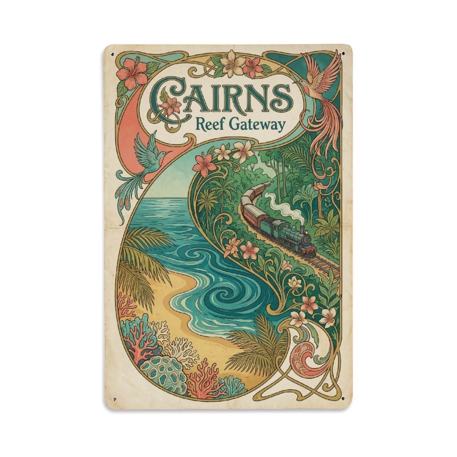 Gead 8X12inch Style Vintage Australia Cairns Travel Metal Tin Sign