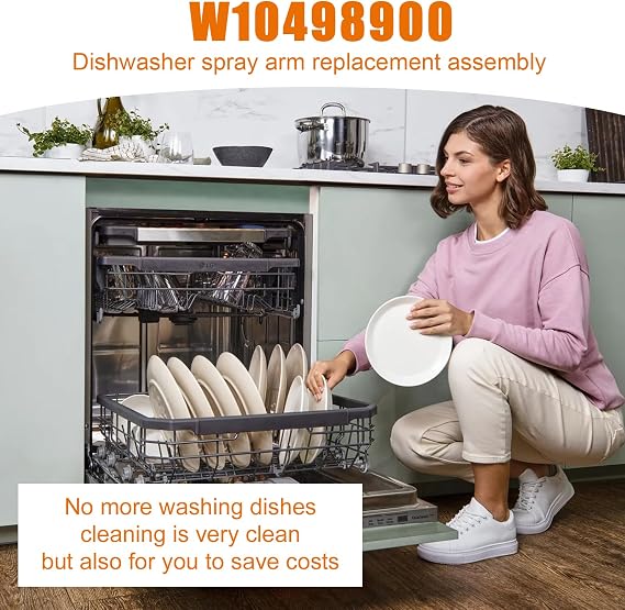 W10498900 Dishwasher Spray Arm Compatible with Whirlpool Amana Maytag Dishwasher Center Wash Arm Assembly, Replaces ADB1400AGB3 ADB1400AGS3 ADB1400AGW3 AP6022331