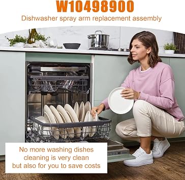 W10498900 Dishwasher Spray Arm Compatible with Whirlpool Amana Maytag Dishwasher Center Wash Arm Assembly, Replaces ADB1400AGB3 ADB1400AGS3 ADB1400AGW3 AP6022331