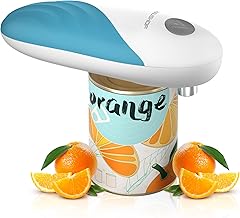 HAUSHOF Electric Can Opener, One Touch Can Opener, Automatic 360° Rotation & Automatic Stop, Kitchen Aid for Chefs, Elderly, Children & Injured, with 4 AA Batteries, Blue