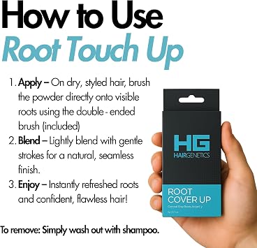 Hair Genetics Root Cover Up Dark Brown, Hide Your Grey Roots and Bald Spots Quickly and Easily, Natural Looking Root Touch Up Powder Defines and Fills in Eyebrows (Dark Brown)…