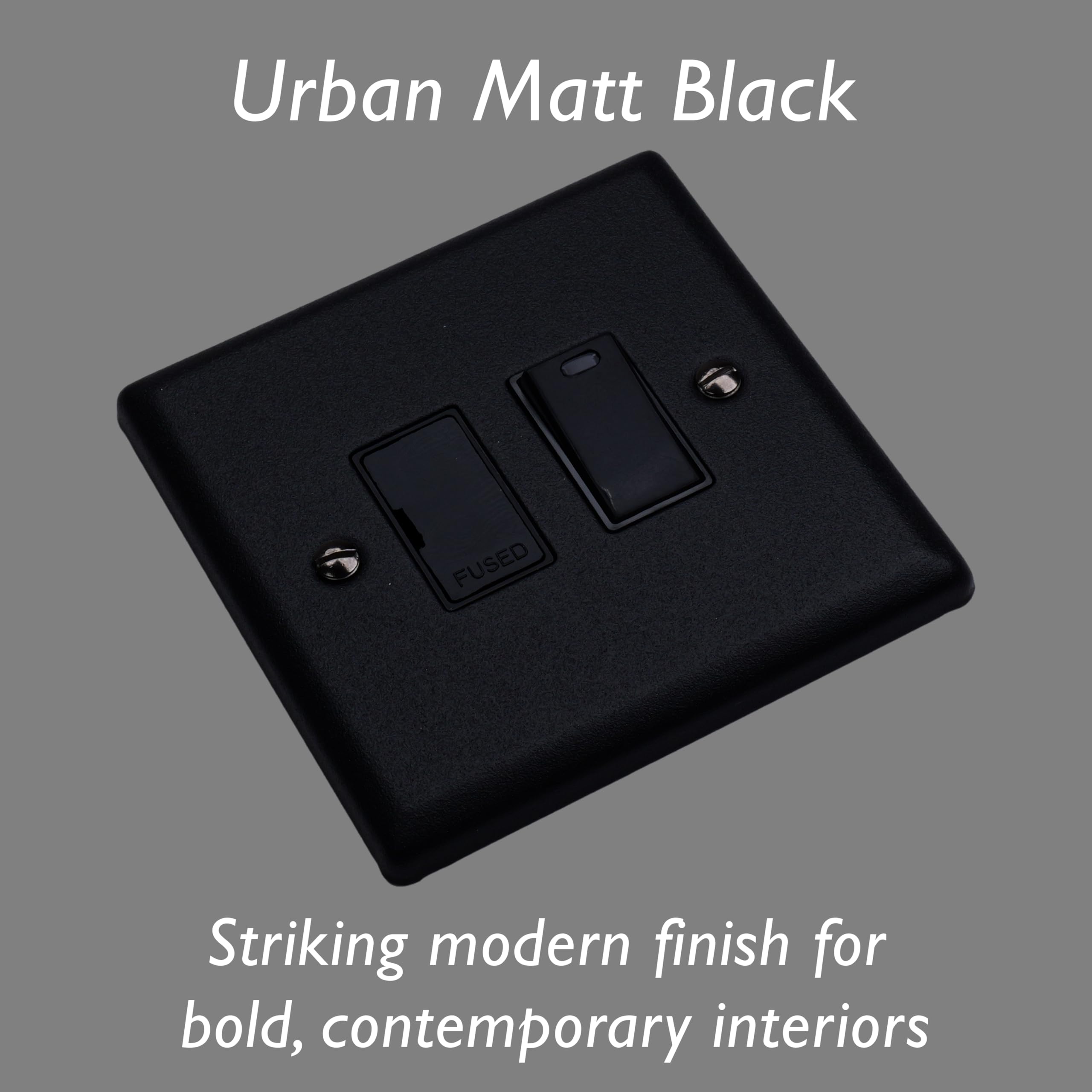 Varilight Switched Fused Spur with Neon - Urban Matt Black with Black Insert, XY6NB.MB, 91x91x30mm - Image 3