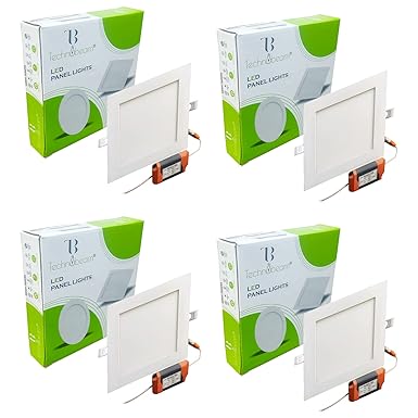 Technobeam 15 watt Cool White : 6500k Led Square Ceiling Panel Light/for Pop False Ceiling with Aluminium Body for Home & Office Cut Out 6 inch x 6 inch,(15 Watts, Pack of 4)