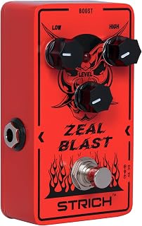 STRICH ZEAL BLAST Boost Guitar Pedal, Enhance Your Guitar Bass Sound with 2-Band Low/High Adjustment, True Bypass for Electric Guitar, Red and Black