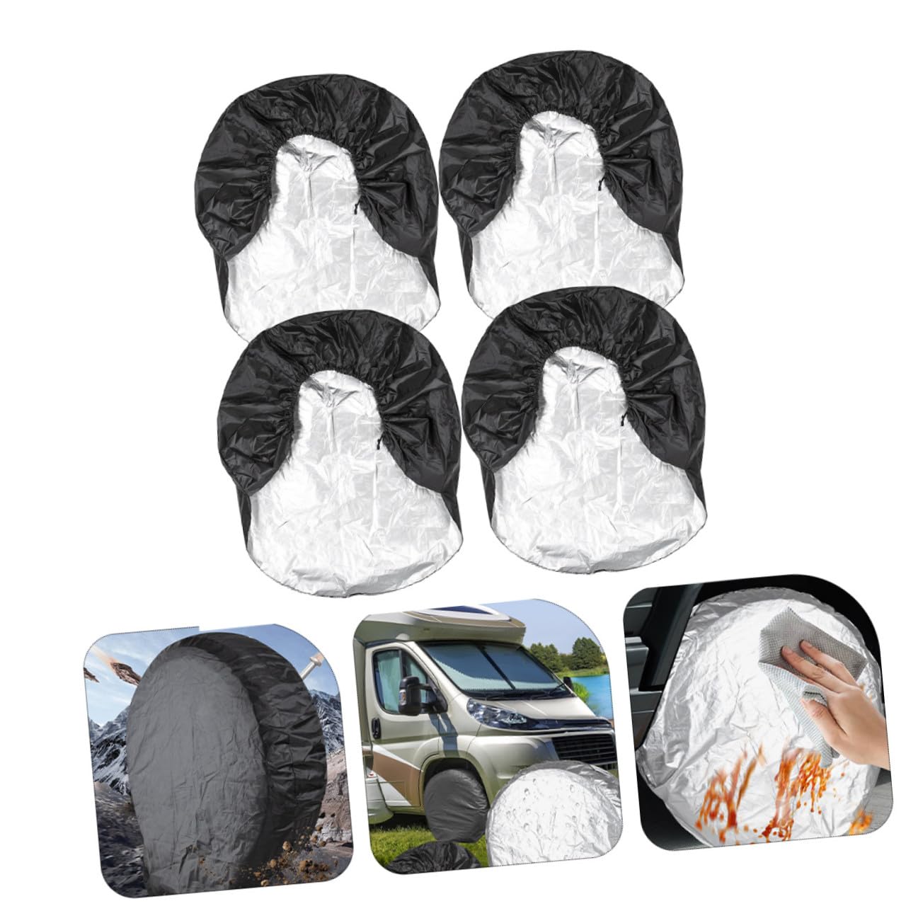 Copertura Per Pneumatici Camper 4 Pezzi Oxford Resistente All’acqua Protezione Ruota Di Scorta Accessori Roulotte Per Campeggio e Viaggi