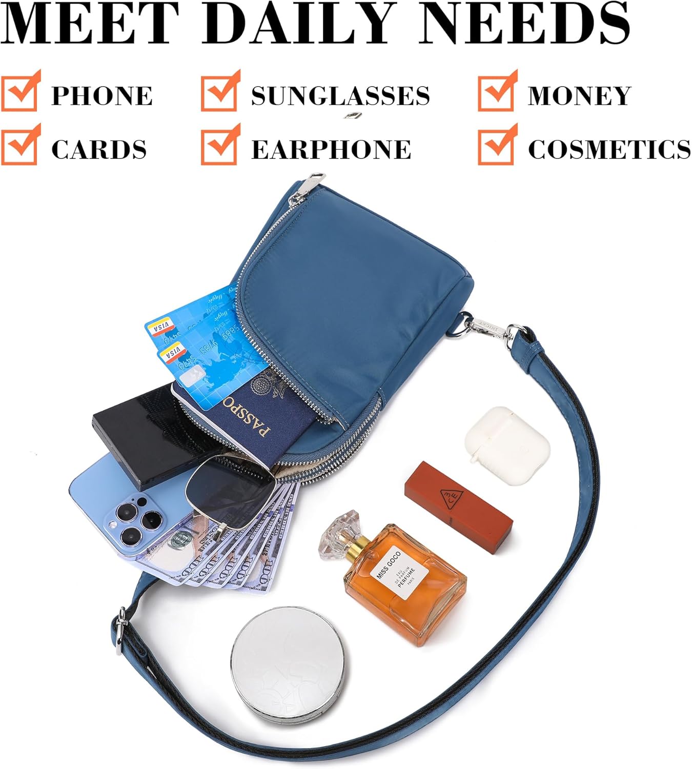 INICAT Nylon Crossbody Sling Bags For Women Small Cross Body Fanny Pack Phone Travel Purses Gifts - Image 6