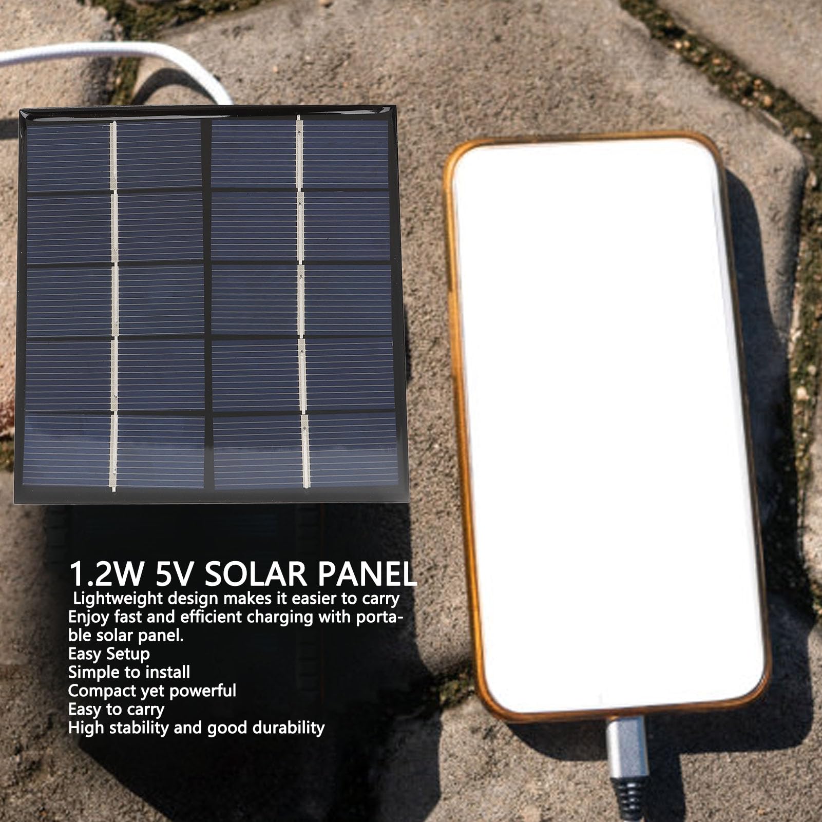 1.2W Portable Solar Panel, Polycrystalline Silicon Solar Charger for Phone Power Bank3.7V Battery, Small Solar Panel for Camping, Power Outage