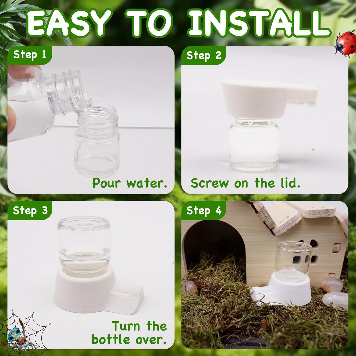 Jumping Spider Water Dispenser & Enclosure Accessory Kit – Mini 5ml Water Fountain with Mist Bottle & 10 Replacement Cotton Cores for Jumping Spiders & Tarantulas (White) image 5