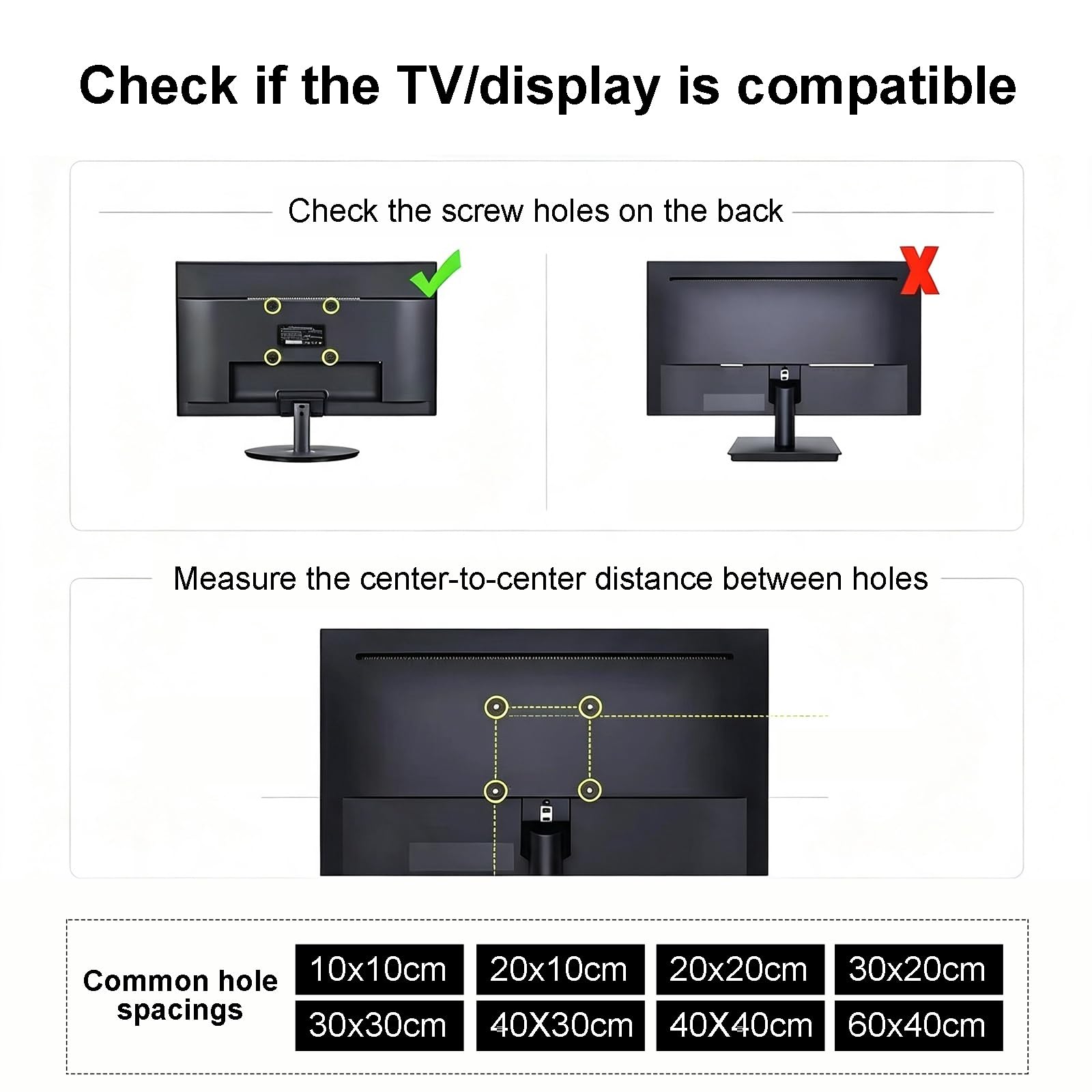 Supporto TV Mobile, Carrello TV Autoportante con Ruote | Doppio Ripiano con Bordi Rialzati, Ruote Bloccabili per TV a Schermo Piatto(Black)