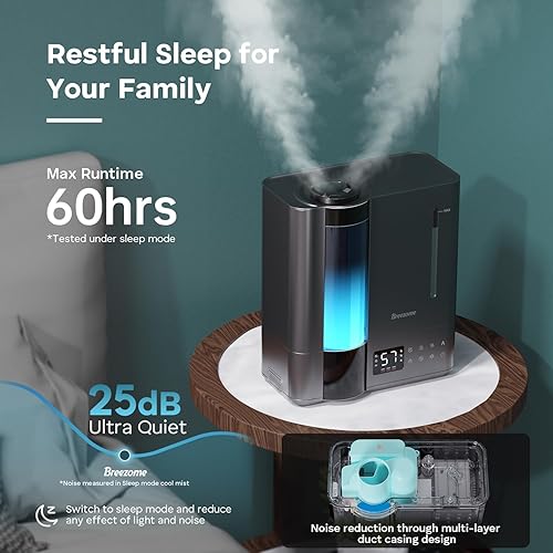 Miniatura 6 de BREEZOME Humidificadores de 8L para dormitorio, niebla inteligente cálida y fría para habitación grande, humidificador ultrasónico de llenado