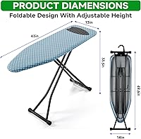 Vista 4 de BKTD Tabla de planchar compacta de 13 x 43 pulgadas, tabla de planchar con superficie resistente al calor, altura ajustable, mesa de ahorro