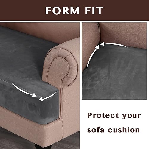 Miniatura 7 de n - Fundas elásticas para sofá con cojín en forma de T de terciopelo para sillón, fundas de cojín individuales para sillón de 1 asiento, grosor