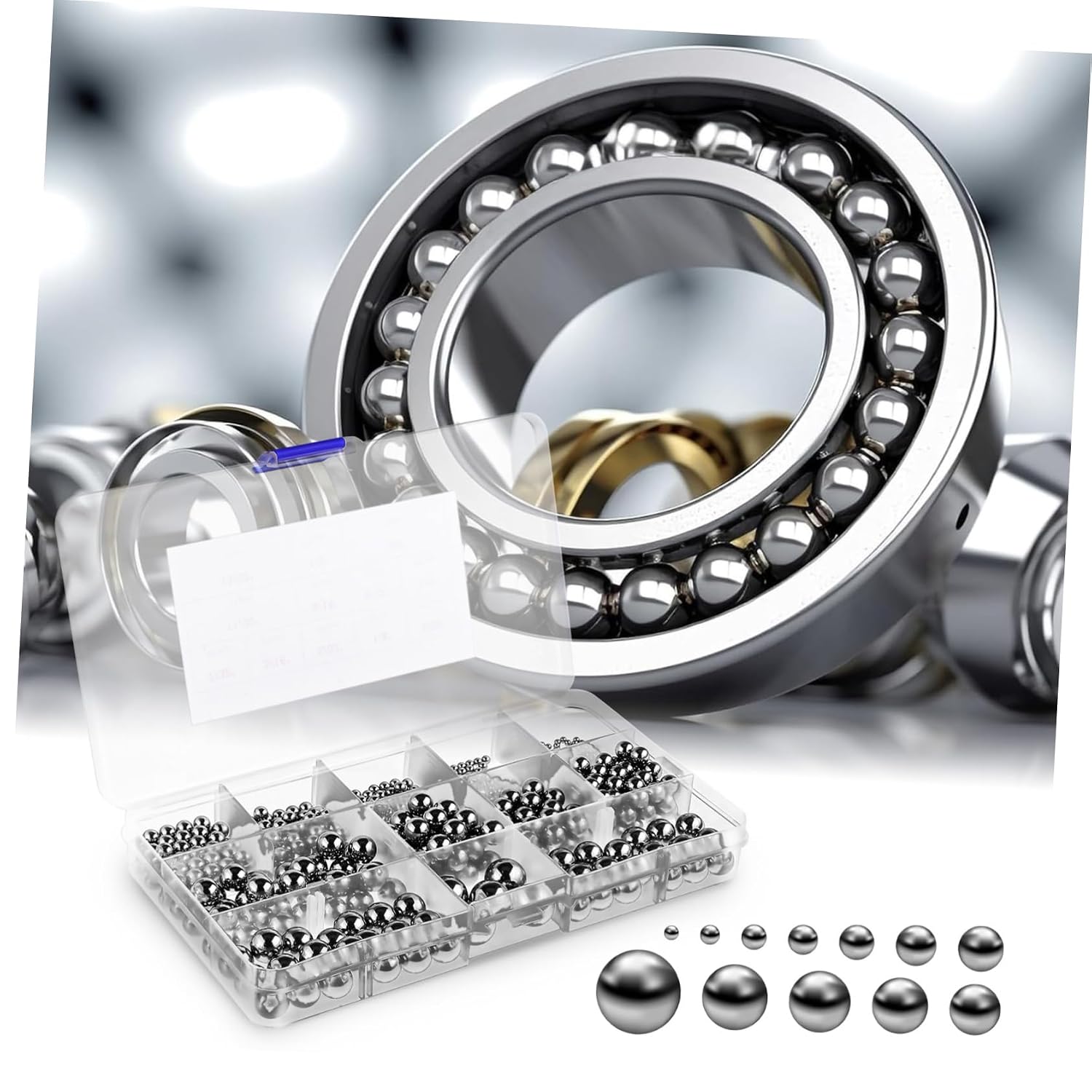Unomor 580 Pcs Precision Stainless Steel Ball Assortment Kit Solid Balls for Bearings Automotive Components and Mechanical Processing Versatile with Smooth Surface Finish