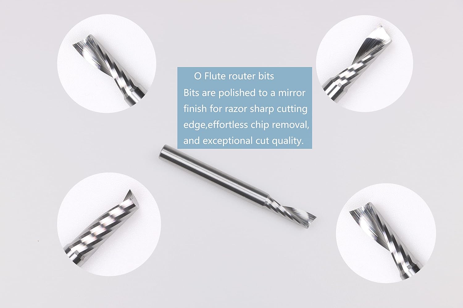 BRO212 Solid Carbide O Single Flute Plastic Cutting Spiral Bit End Mill CNC Router Bit milling Cutter with 1/4 Inch Shank, 1/4" CD x 3/4" CL x 1/4" SD x 2-1/2" OL