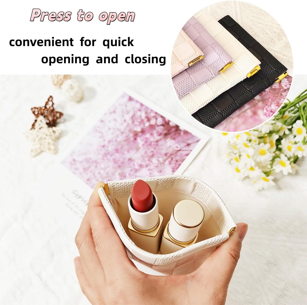 Small Makeup Bag for Purse, Pencil Case, Mini Cosmetic Bags for Women, Coin Purse Organizer, Lipstick Cosmetic Accessories Organizer, Small Travel Kit Storage Pouch (Multi-size-Black)