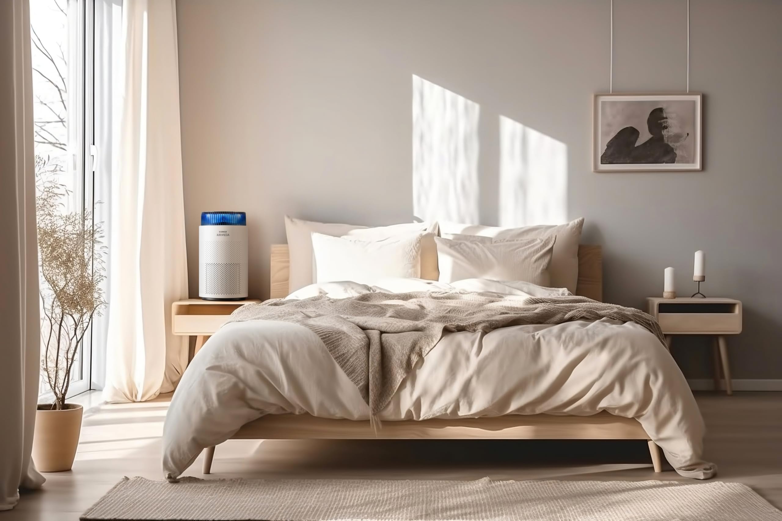 COWAY Purificateur d’air pour chambre, ultra silencieux 20 dB, système HyperCaptive, élimine 99,999 % des particules jusqu’à 0,01 micron, CADR 244 m³/h, idéal contre allergies et pollens – AIRMEGA 100