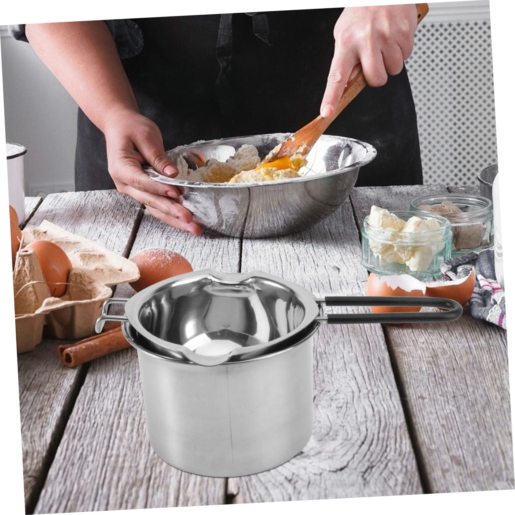 PRETYZOOM Melting Pot for Butter Melting 2-piece Chocolate Butter Melting Pot Hand-cleanable Metal Butter Pot Milk Heating Function Warmer Sauce Container