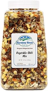 Harmony House Plain Vegetable Chili Mix – Gluten Free, Low Sodium, For Cooking, Camping, Emergency Supply & More (12.5 oz. Jar)