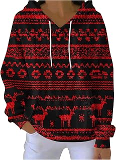 Christmas Hoodies For Women Funny Xmas Graphic Pullover Sweatshirt Casual Plus Size Xmas Pullover Sweater