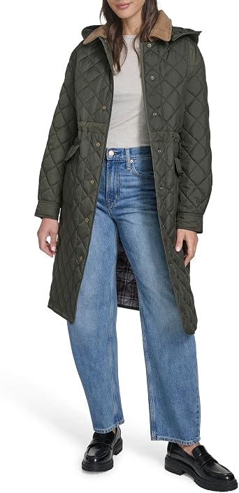 Levis Womens Diamond Quilted Cinch Waist Coat