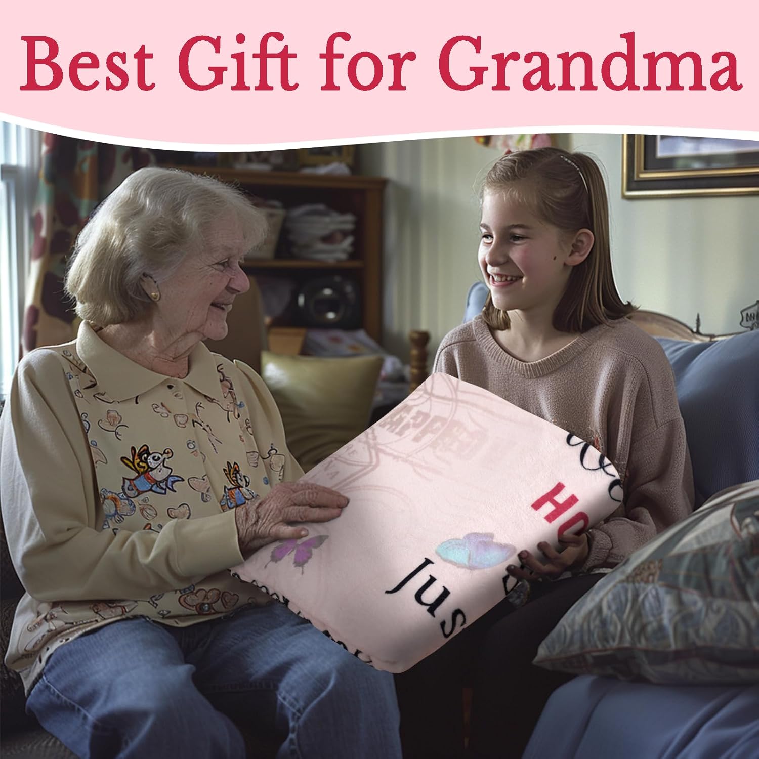 Best Grandma Blanket, Nana Throw Blanket 50" x 60", Grammy Gigi Granny Gifts Blanket from Granddkids, Birthday for Grandmother - Image 5