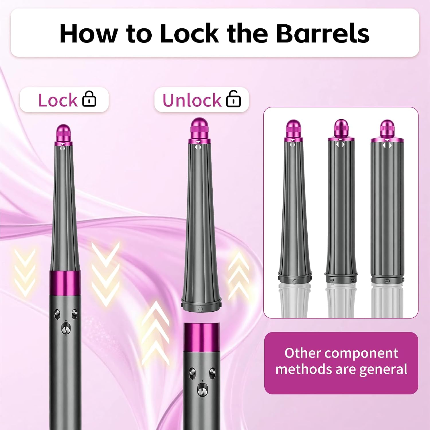 Conical Barrel Attachment for Dyson Airwrap HS01 HS05 HS08, 1.4"-0.8" Conical Curling Barrel for Fine & Short Hair,Dual-Direction for Effortless Waves, Curtain Bangs & Inward Flips,Rose