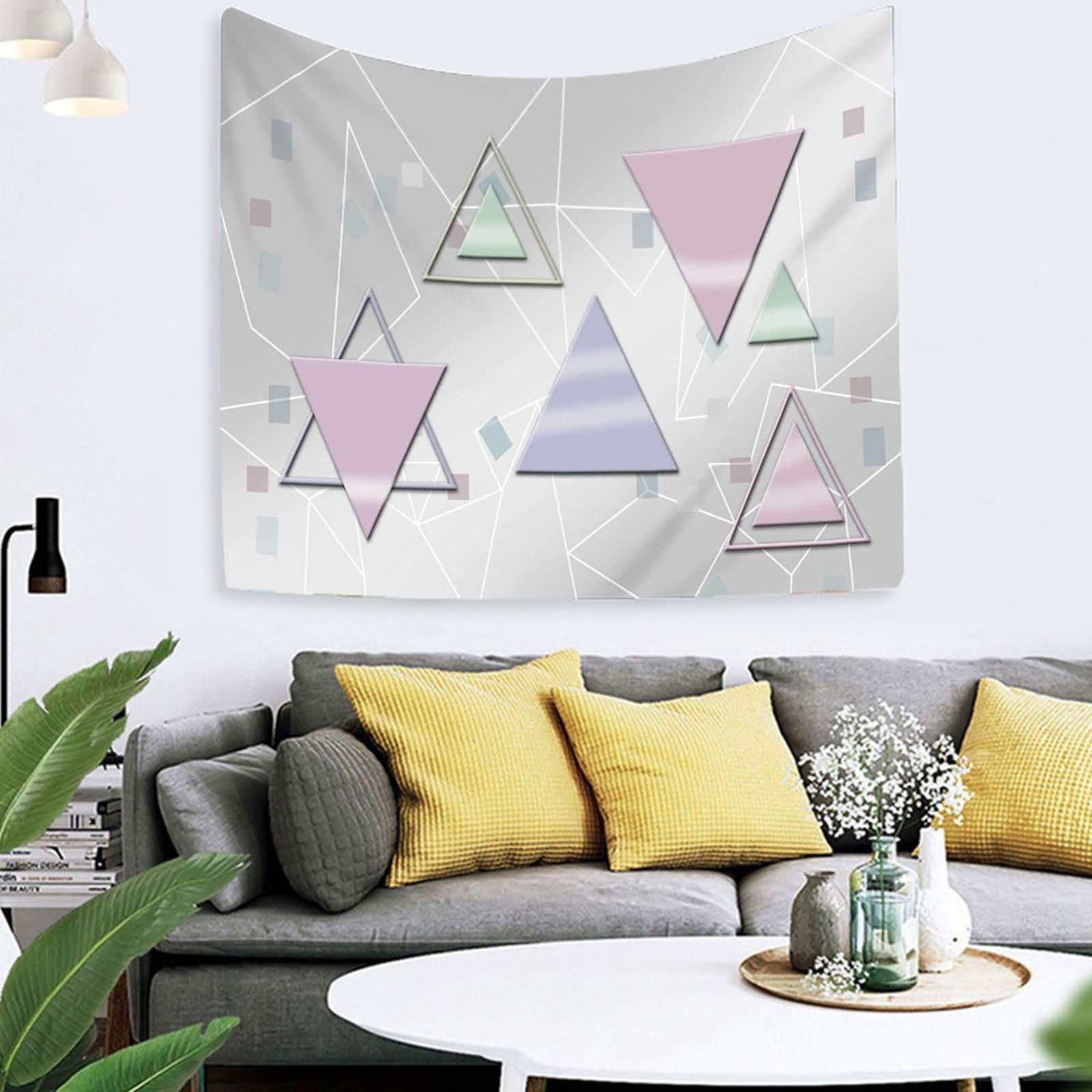 Bishilin Tapisserie makata na ścianę, wodoodporna, dywan ścienny do sypialni, trójkątny, kwadratowy, wzór 300 x 260 cm, dekoracja do sypialni, salonu