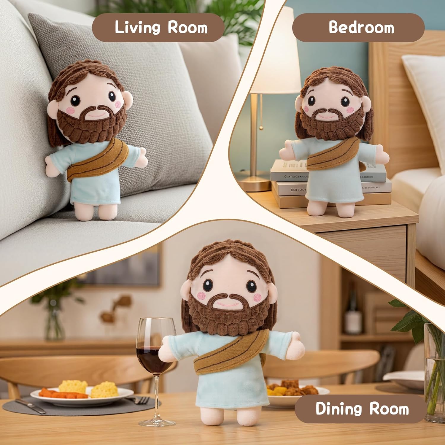 FunisFun Jesus Plush Stuffed Animal Doll Ideal Gifts for Christian Church Religious Party Favors Christmas (Jesus)