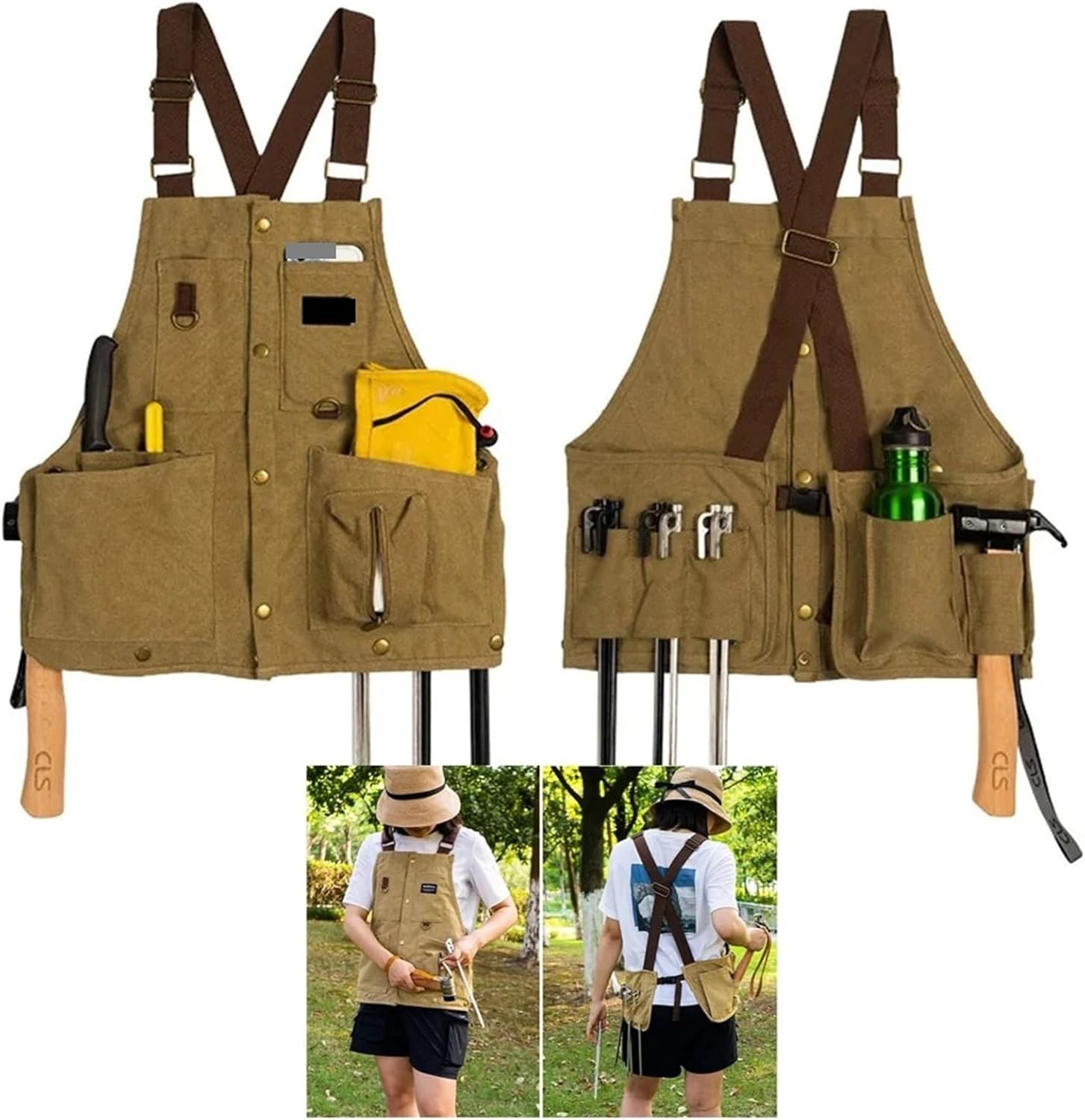 Outdoor Work Apron For Camping Women's Leisure Multi-Functional With Tool Pocket for Tool Aprons