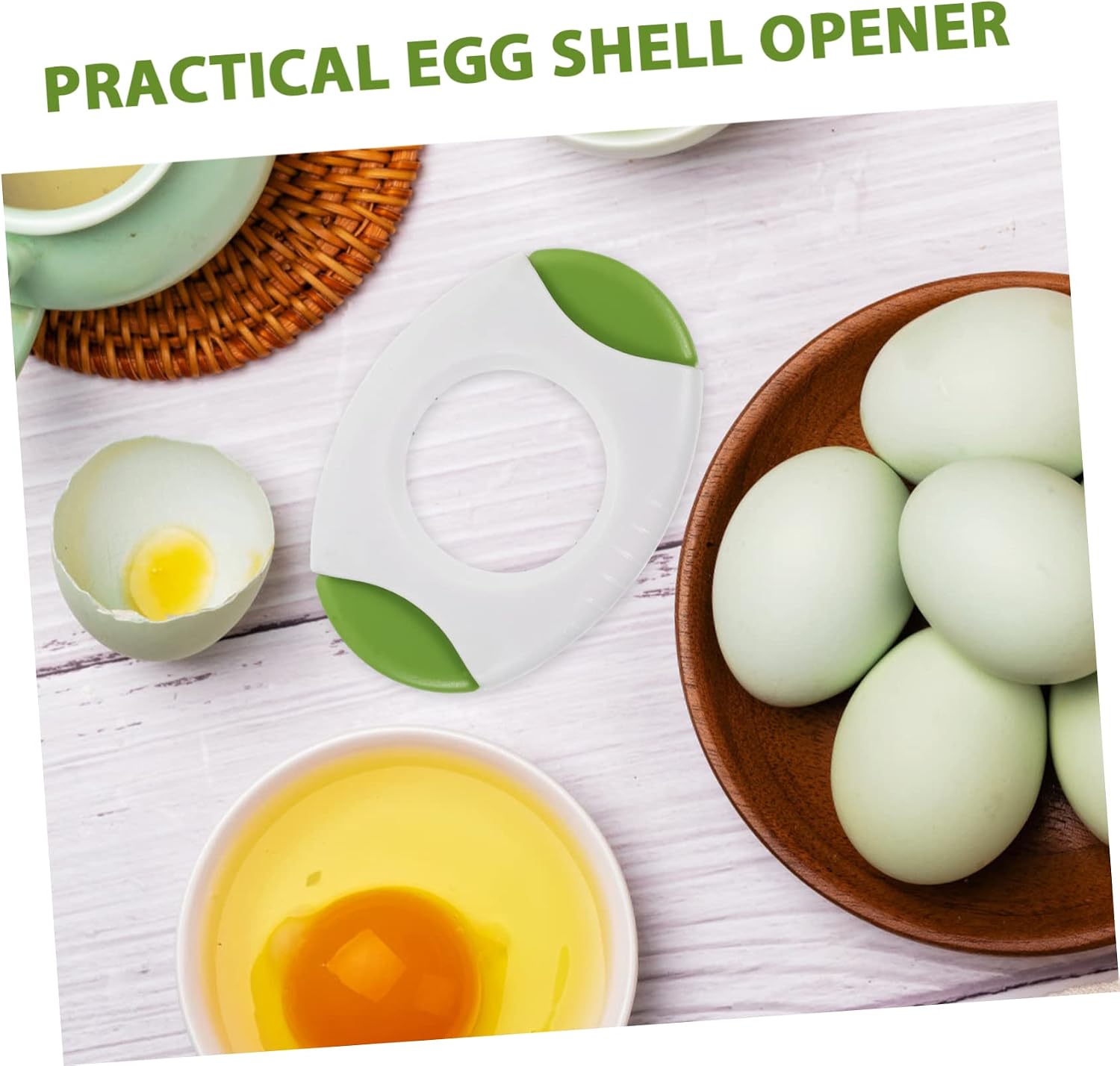 2pcs Egg Topper Cutter Green Eggshell Opener and Separator for Hard Boiled Eggs Kitchen Gadget for Easy Cracking and Baking Preparation