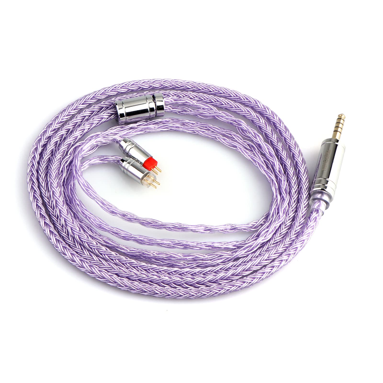 Linsoul Tripowin Zonie IEM Cable, 16 Core Silver Plated Earphone Upgraded Cords, 1.25m SPC in Ear Monitor Cable for 7hz Zero:2 Orchestra Lite Cadenza Hype4 Supermix4(2pin 0.78mm, 4.4mm)(Lavender)