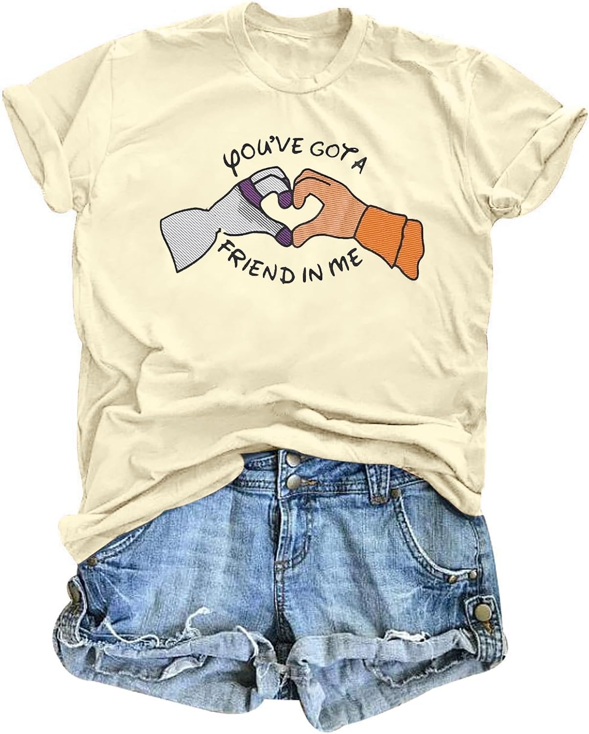You've Got a Friend in Me T Shirt Women Funny Letter Print Shirts Cute Graphic Tee Casual Summer Short Sleeve Tops
