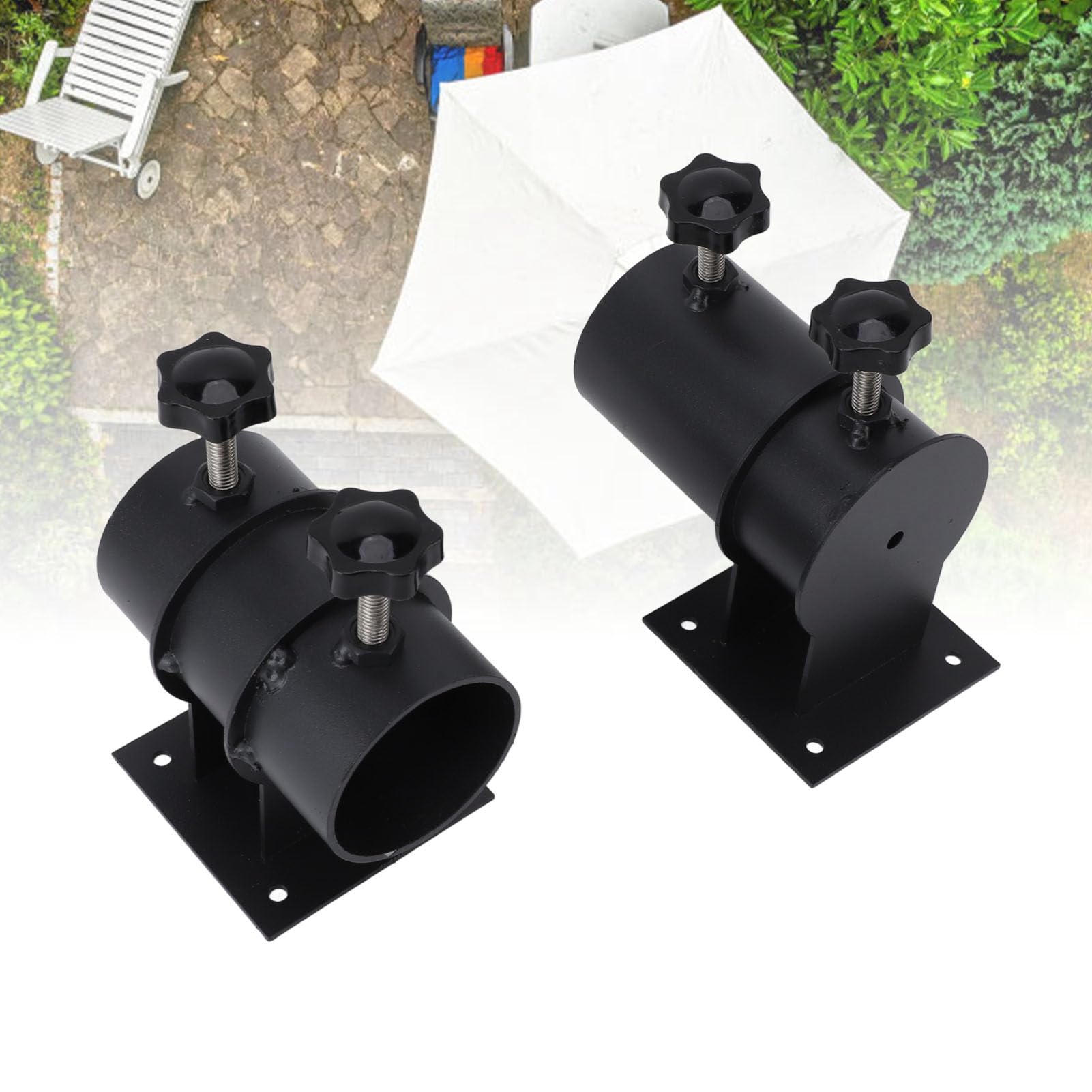 Portaombrellone da Patio per Ringhiera del Ponte, Portaombrelli in Metallo con Design Antivento, Staffa di Montaggio per Ombrellone da Esterno per Balconi, Panchine, Recinzioni e Barche