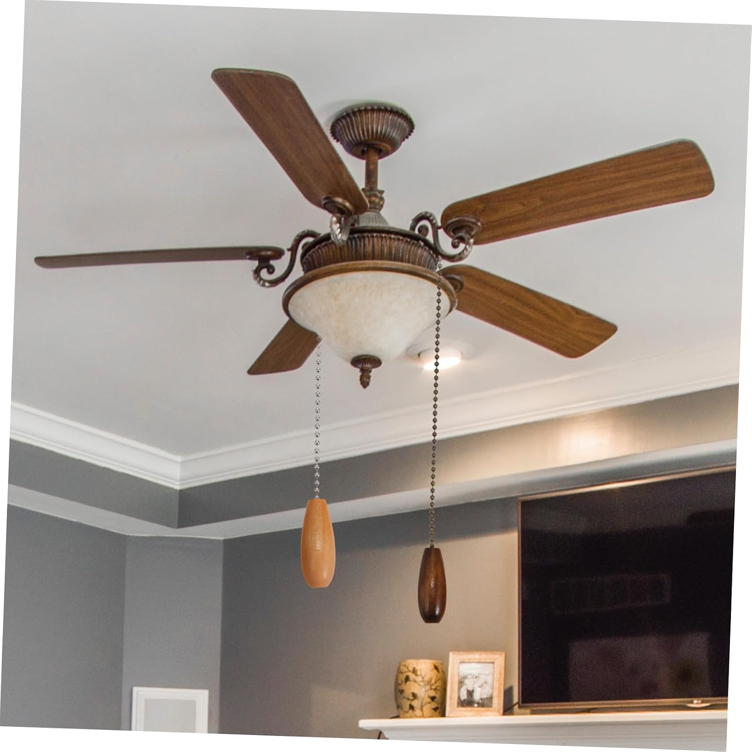 Angoily 3Pcs Wooden Pendant Ceiling Fan Pull Chains with Switch Pull Cord Decorative Light Switch Pendants for Easy Installation and Convenient Fan Control Colors