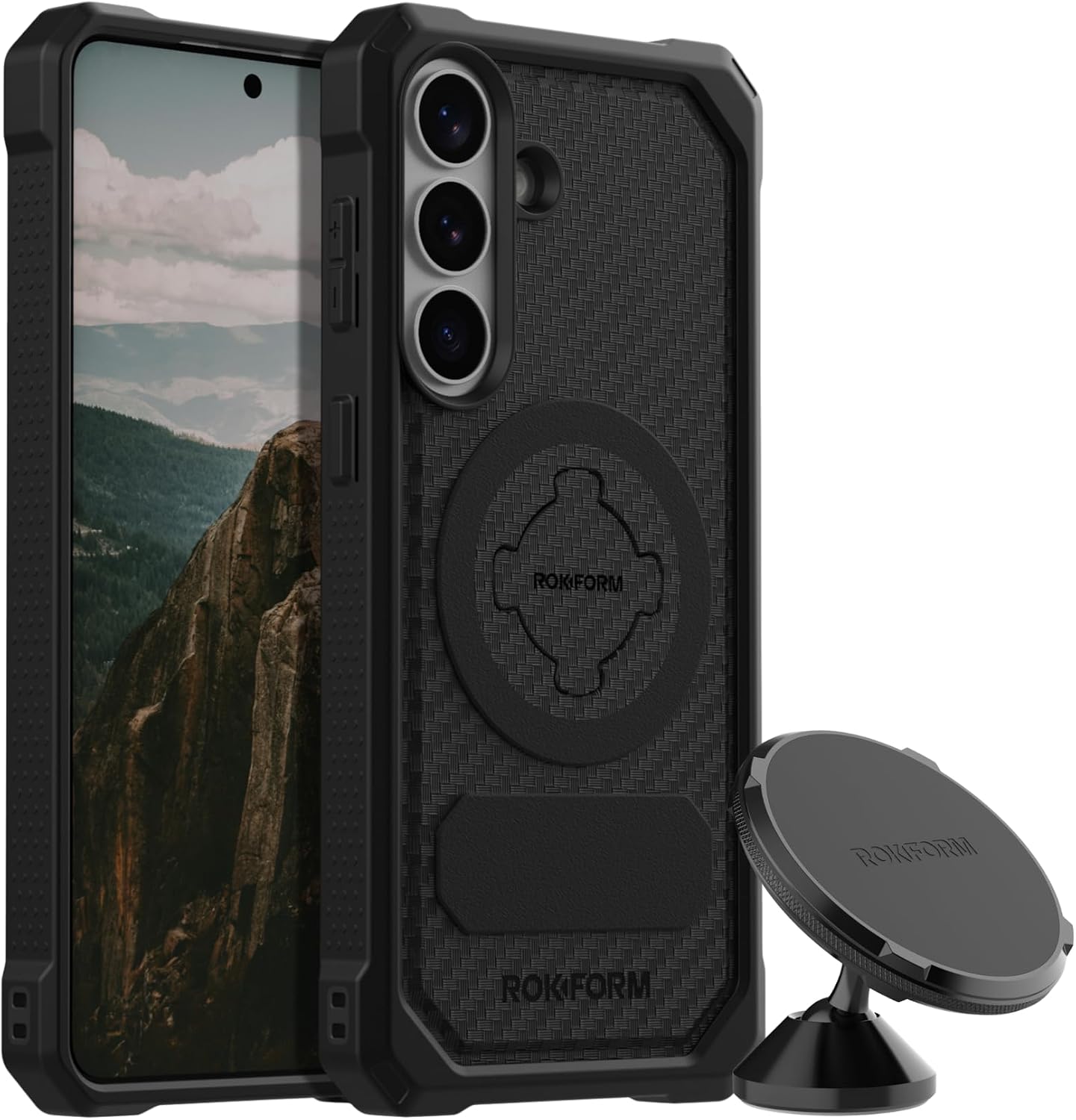 Rokform Galaxy S26 Plus Rugged Case + Magnetic Swivel Dash Phone Mount