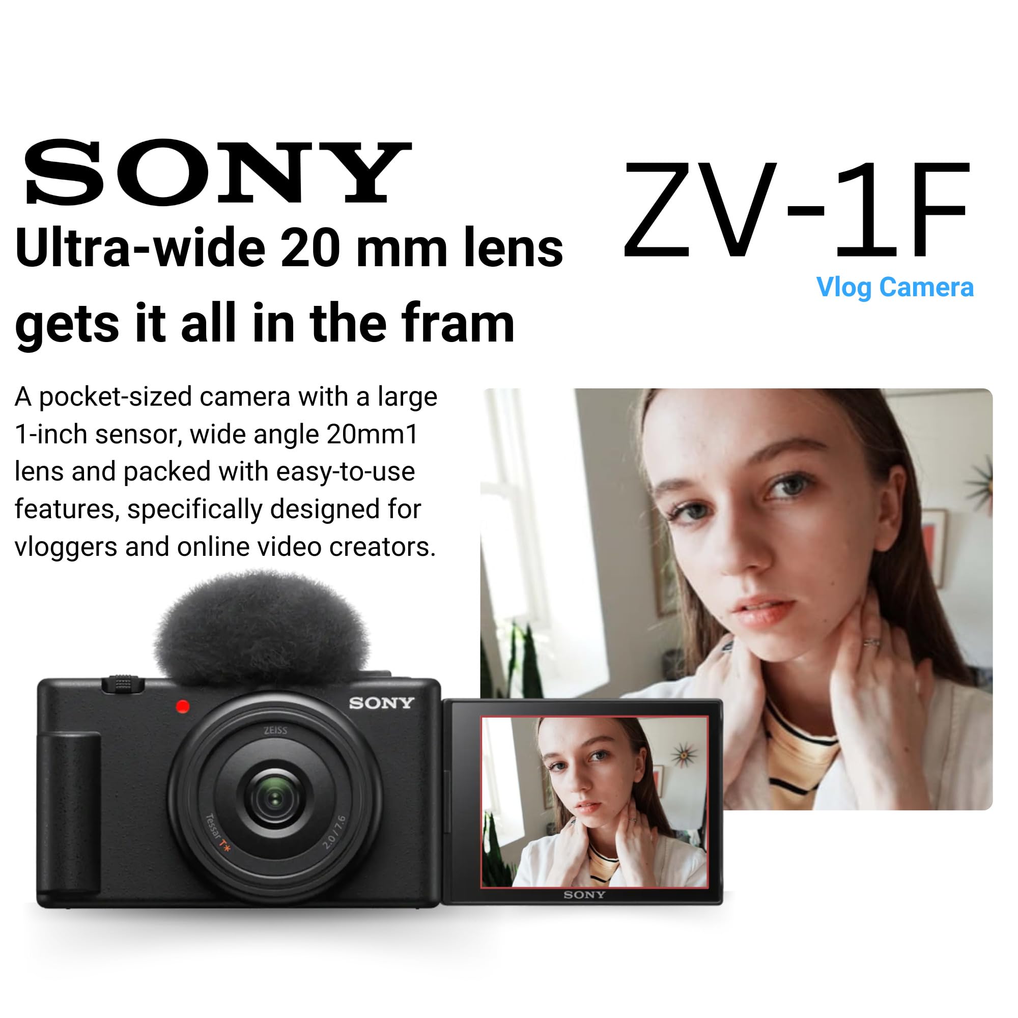 Amazon.com : Sony ZV-1F Vlog Camera for Content Creators and