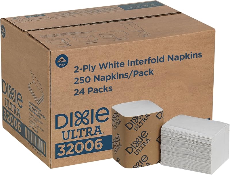 Dixie Ultra® Interfold 2-Ply Napkin Dispenser Refills by Georgia-Pacific, White, 250 Napkins Per Pack, 24 Packs Per Case, 32006