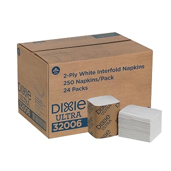 Dixie Ultra Interfold 2-Ply Napkin Dispenser Refills by Georgia-Pacific, White, 250 Napkins Per Pack, 24 Packs Per Case, 32006