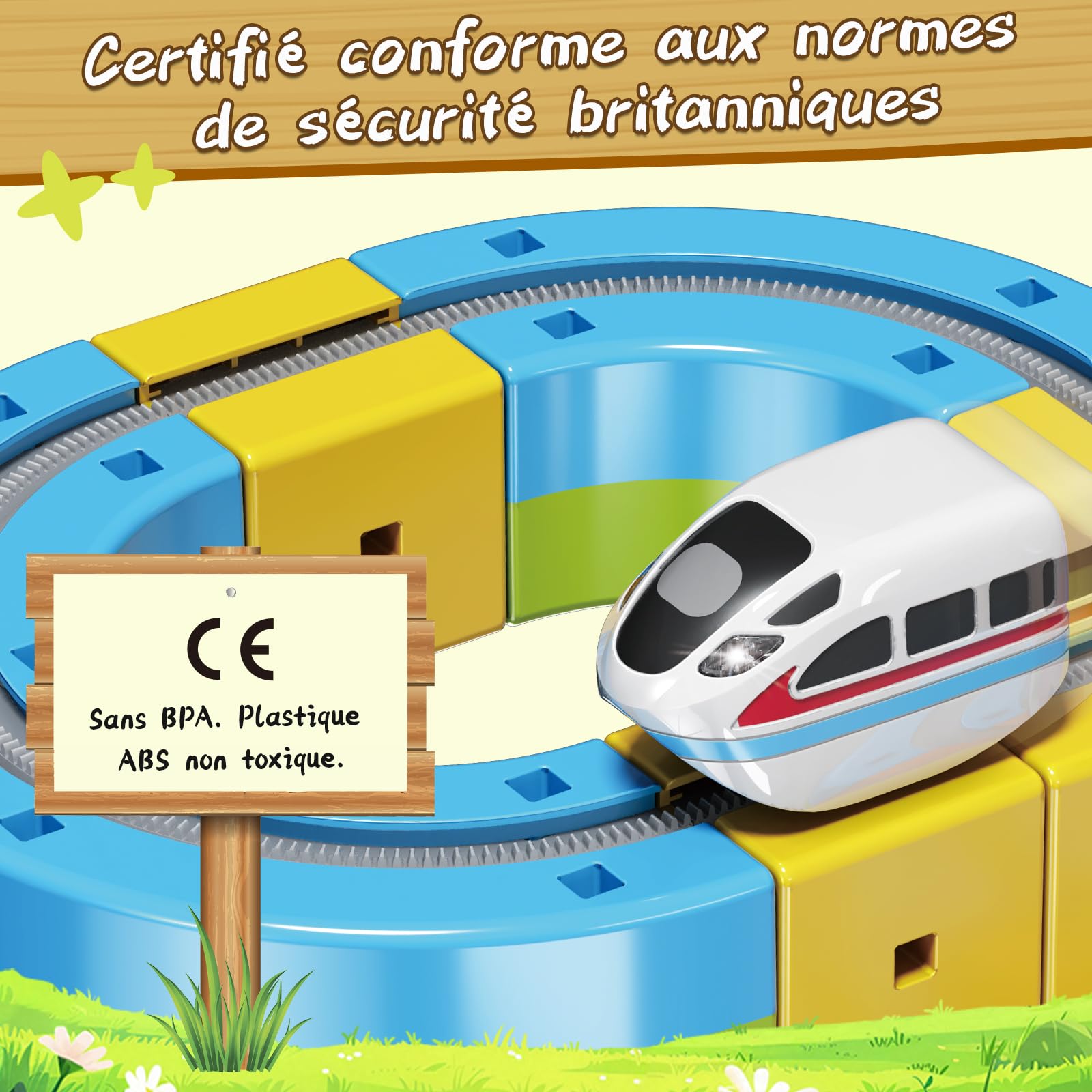 Train Électrique Enfant - Circuit Cube Track avec 3D Rail Magique, Jeu de Construction STEM pour Garçons et Filles 3 Ans+ (Design Anti-Gravité) (Édition Gravity (48 pièces / 34 Circuits))