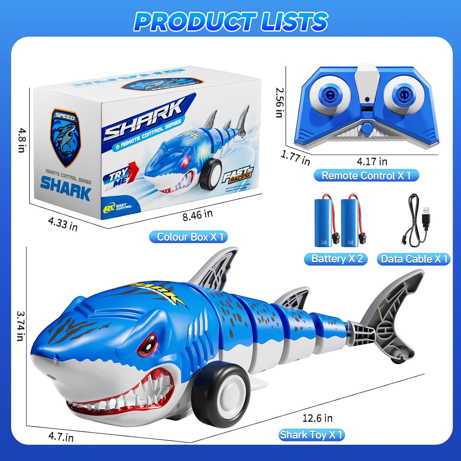 Remote Control Shark Car Toys, RC Shark Truck Car Toys with LED Lights, Remote Control Shark Truck All Terrain RC Car for Indoor Outdoor, Perfect Shark Toys Gifts For Kids Boys Girls Ages 3 4 5 6 7 8