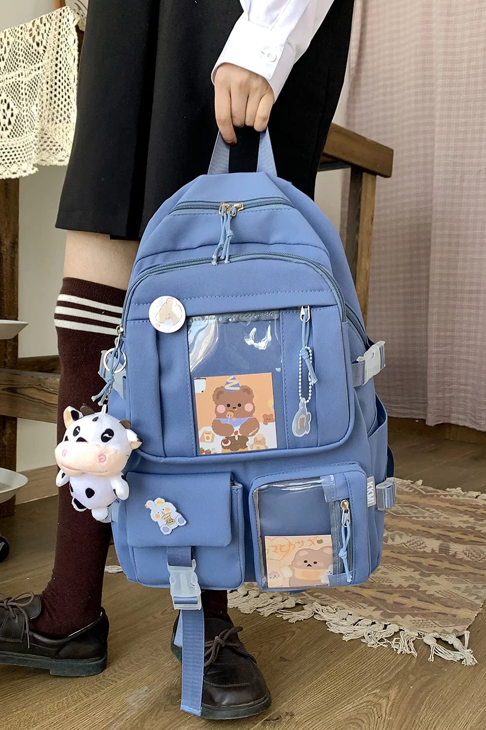 Kawaii Backpack with Pins Kawaii School Backpack Cute Aesthetic