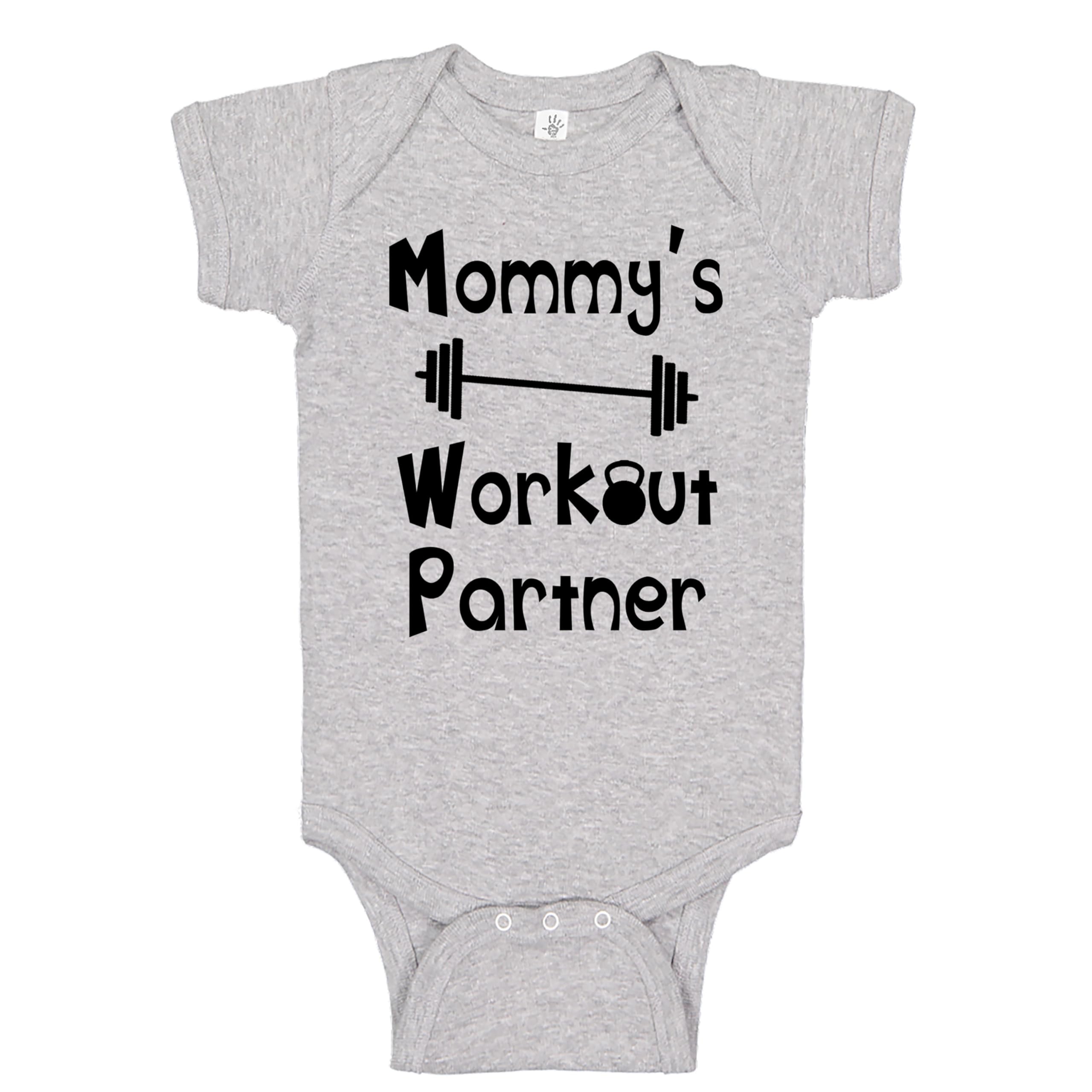 ReaxionHandmade Funny Baby Boy Girl Mommy's or Daddy's Workout Partner Bodysuits Clothes
